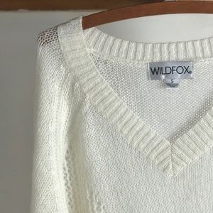 Wildfox Alabaster High Voltage V-Neck Sweater